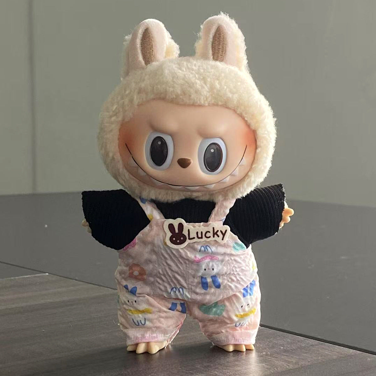 Lucky Bunny Pink Overall Outfit for Labubu