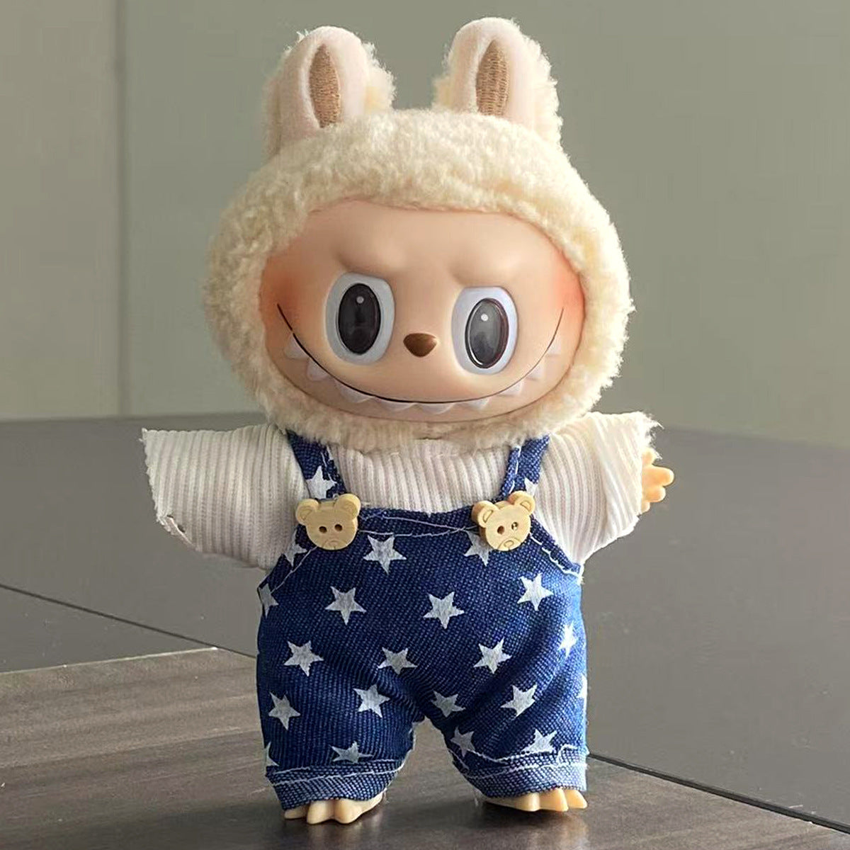 Blue Star Denim Overall Outfit Set for Labubu